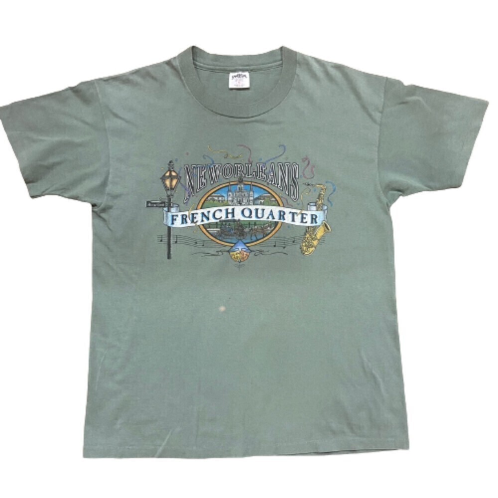 Sansegal New Orleans French Quarter Single Stitch Vintage Shirt Green Size Xl